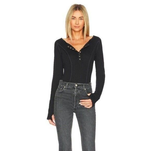 Free People Sloane Bodysuit Black New with Tags - Picture 4 of 7